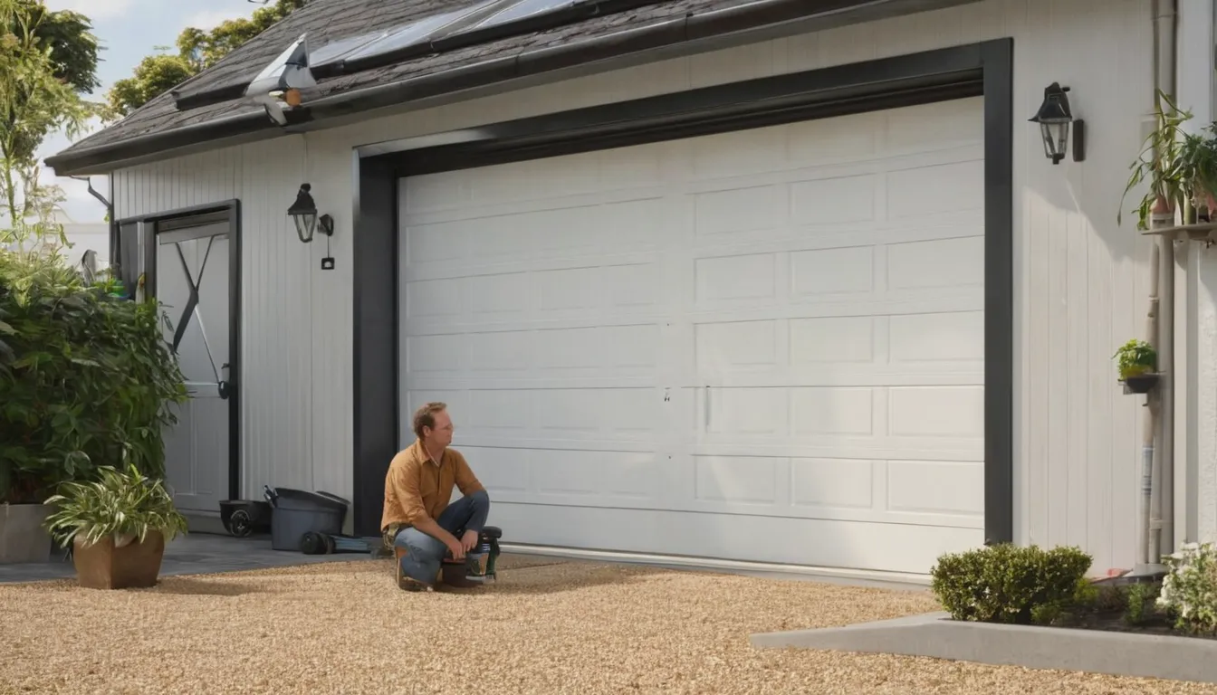 Independent garage door provider checking track alignment with a homeowner in a Parma garage
