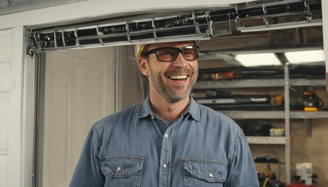 Garage door provider inspecting a spring and track near Parma